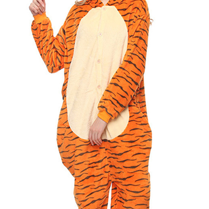 Cross-border Flannel cartoon one-piece pajamas Tigger Adult Performance Pajamas Toilet version supports a hair replacement