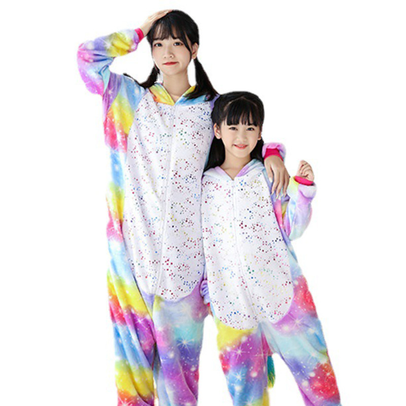 Autumn/winter flannel pajamas Unicorn thickened children's cartoon one-piece pajamas Dinosaur animal home clothing wholesale